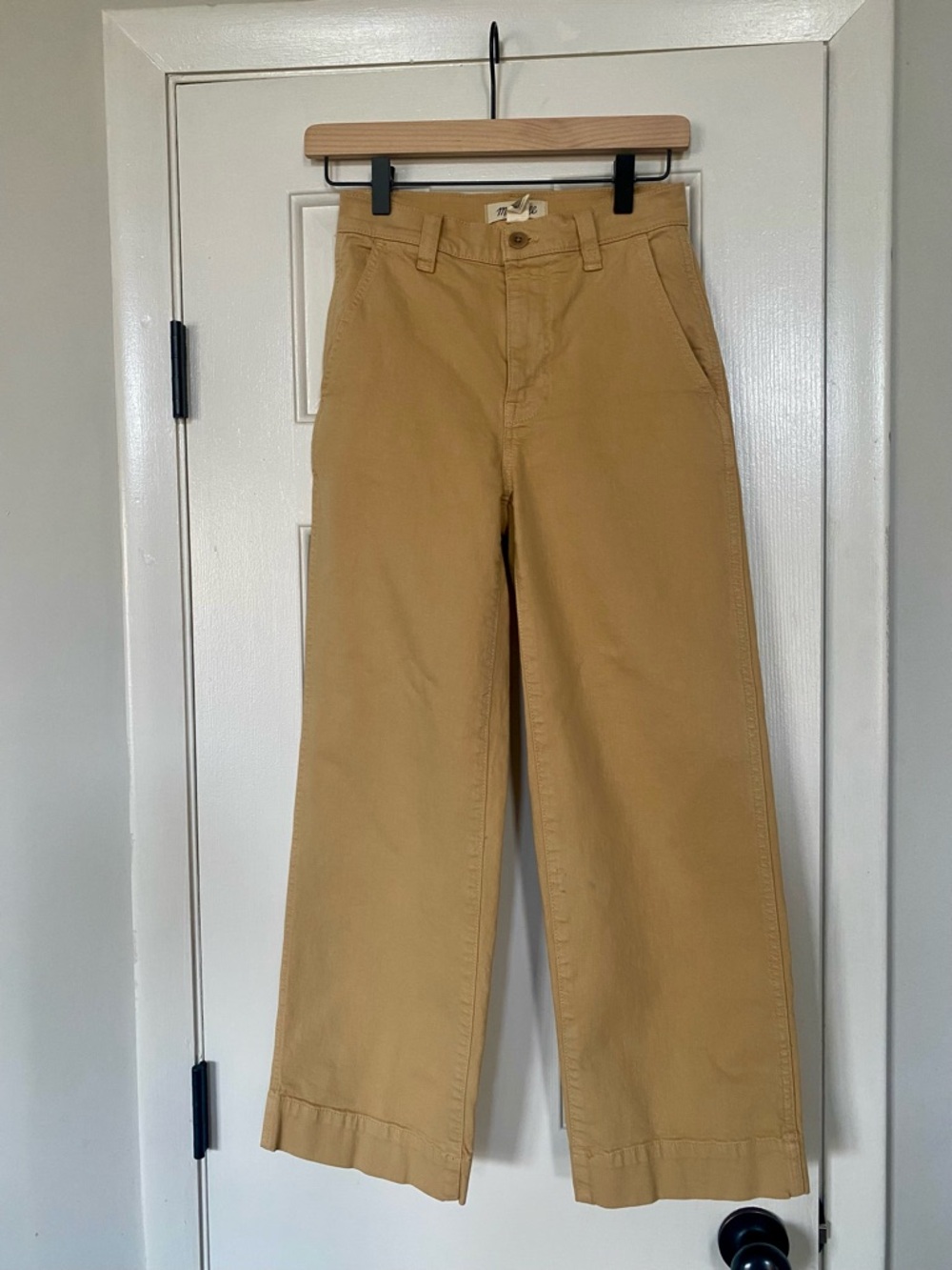 Madewell Wide-Leg Cotton Trousers, Tan/Khaki, 23